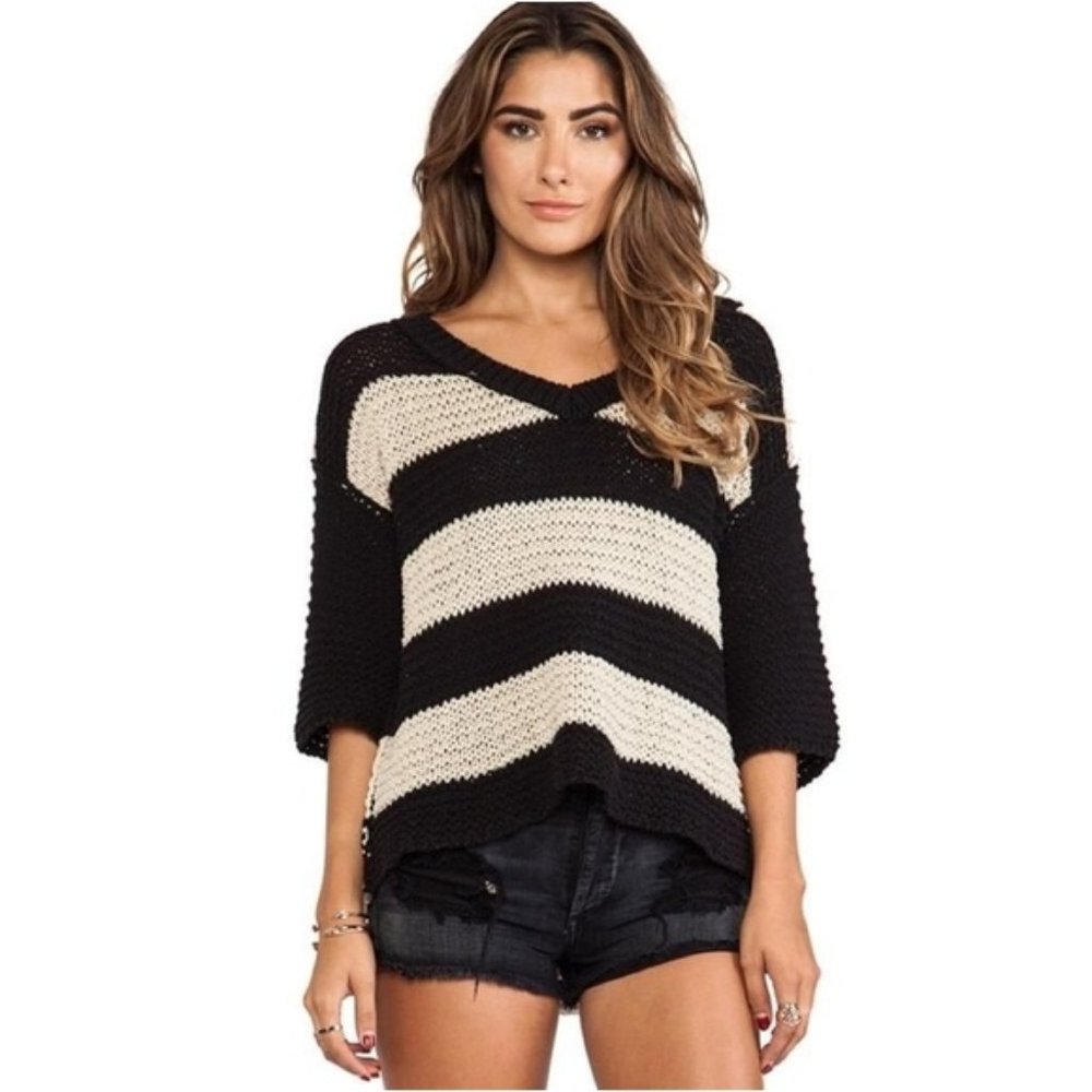 Free People Slouchy Boxy Chunky Striped Bohemian Sweater size M